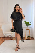 Vestido Assimétrico Acetinado com Renda - lavishiochicvestidolavishiochic