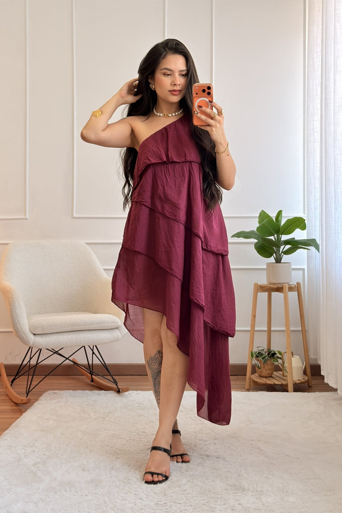 Vestido assimétrico de um ombro - lavishiochicvestidolavishiochic