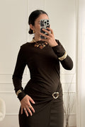 Vestido bordô com fivela - lavishiochicvestidolavishiochic