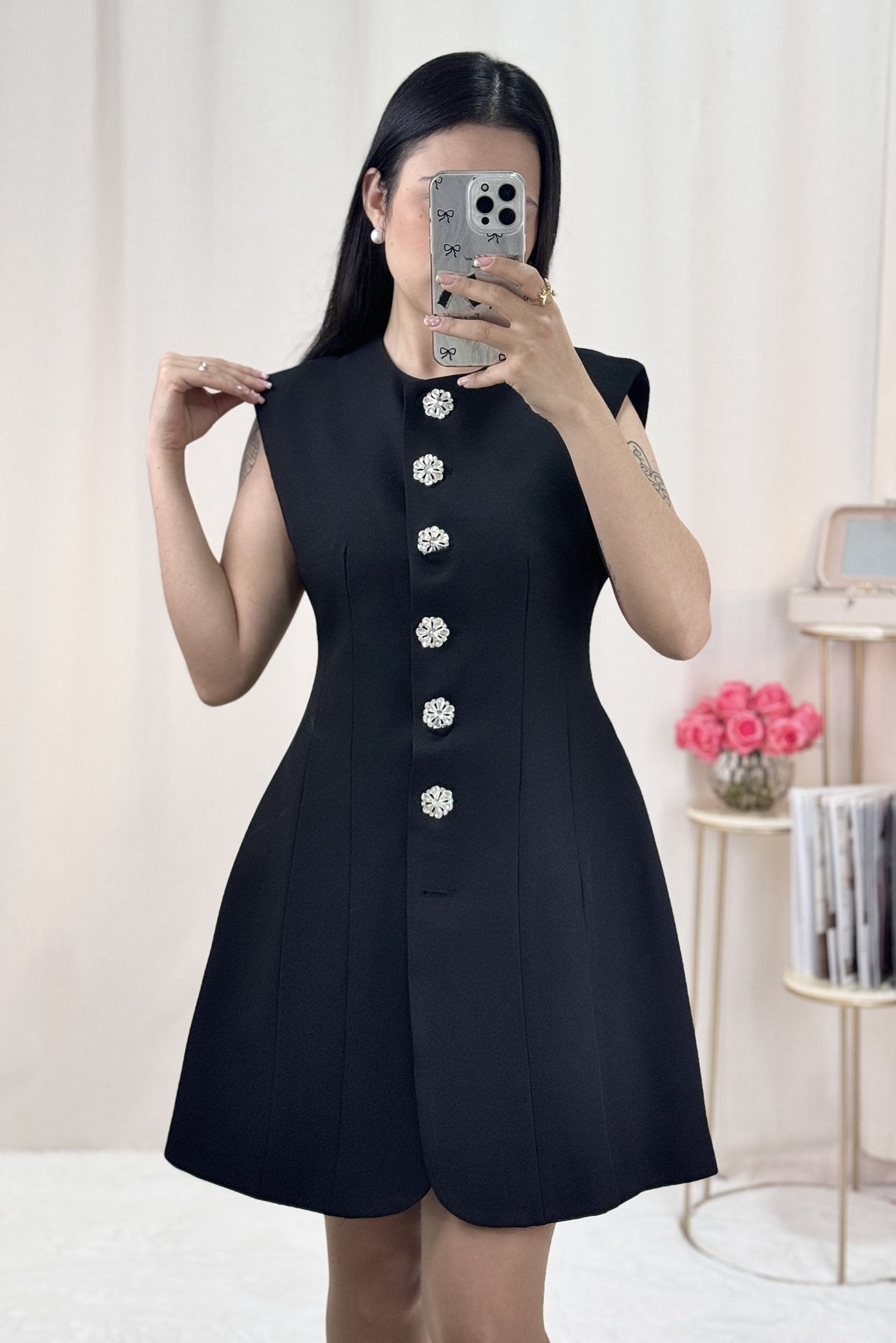 Vestido botões diamante MOCHY - lavishiochicvestidoMochy