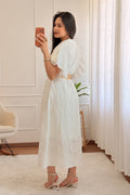 Vestido camisa midi em bordado inglês com cinto - lavishiochicvestidolavishiochic