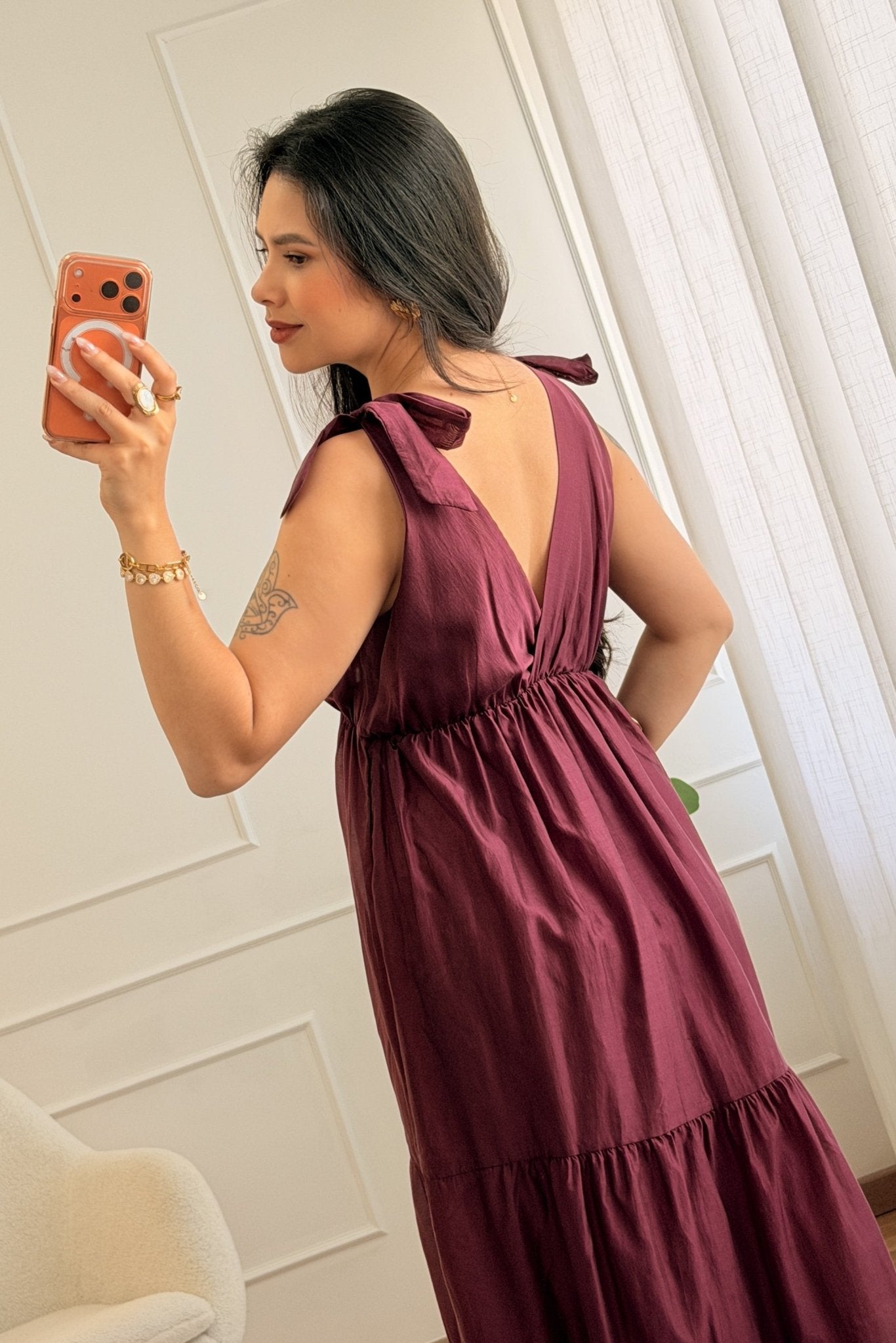 Vestido com alças de laço e barra tiered - lavishiochicvestidolavishiochic