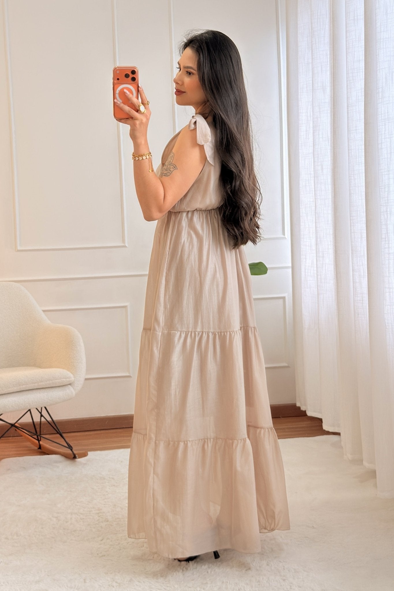Vestido com alças de laço e barra tiered - lavishiochicvestidolavishiochic