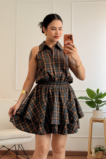 Vestido com padrão aos quadrados - IVIVI - lavishiochicvestidoIVIVI