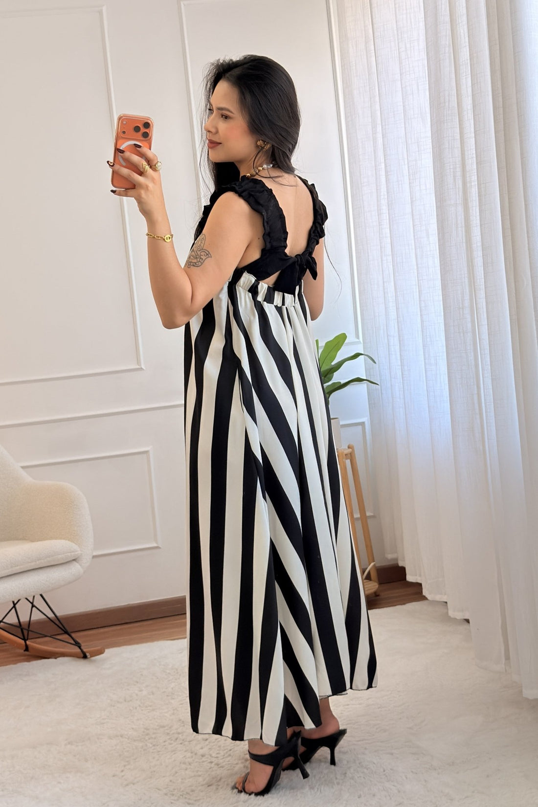 Vestido comprido às riscas - lavishiochicvestidolavishiochic