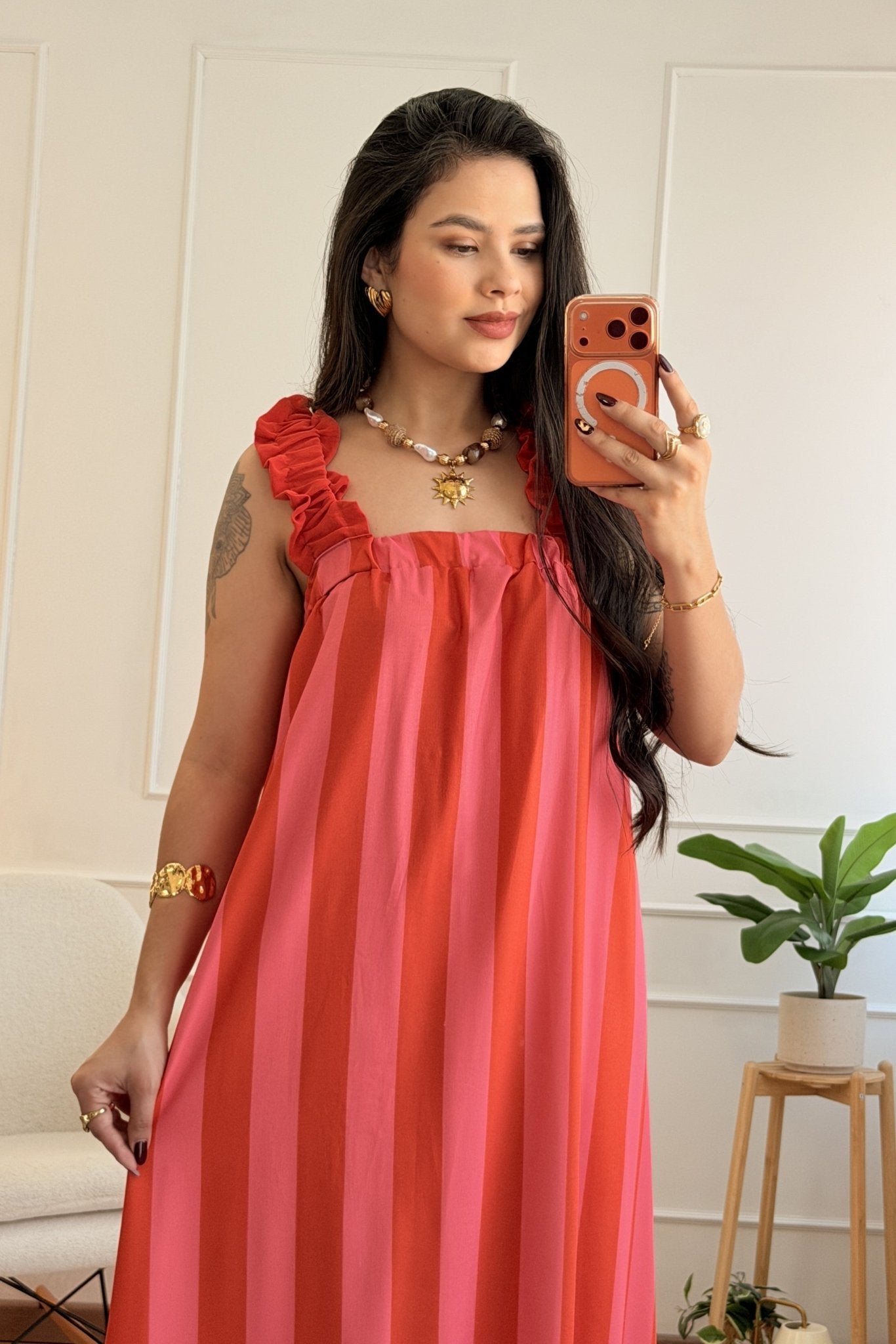 Vestido comprido às riscas - lavishiochicvestidolavishiochic