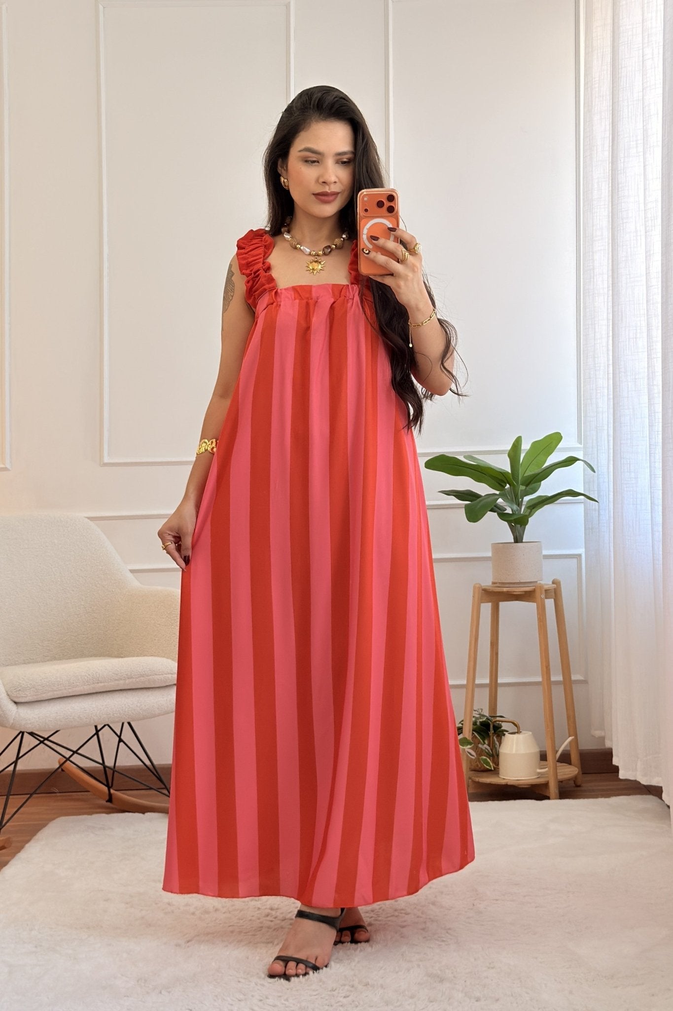 Vestido comprido às riscas - lavishiochicvestidolavishiochic