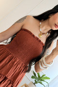 Vestido comprido cai-cai com folhos - lavishiochicvestidolavishiochic