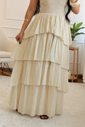Vestido comprido cai-cai com folhos - lavishiochicvestidolavishiochic