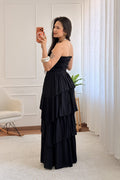 Vestido comprido cai-cai com folhos - lavishiochicvestidolavishiochic