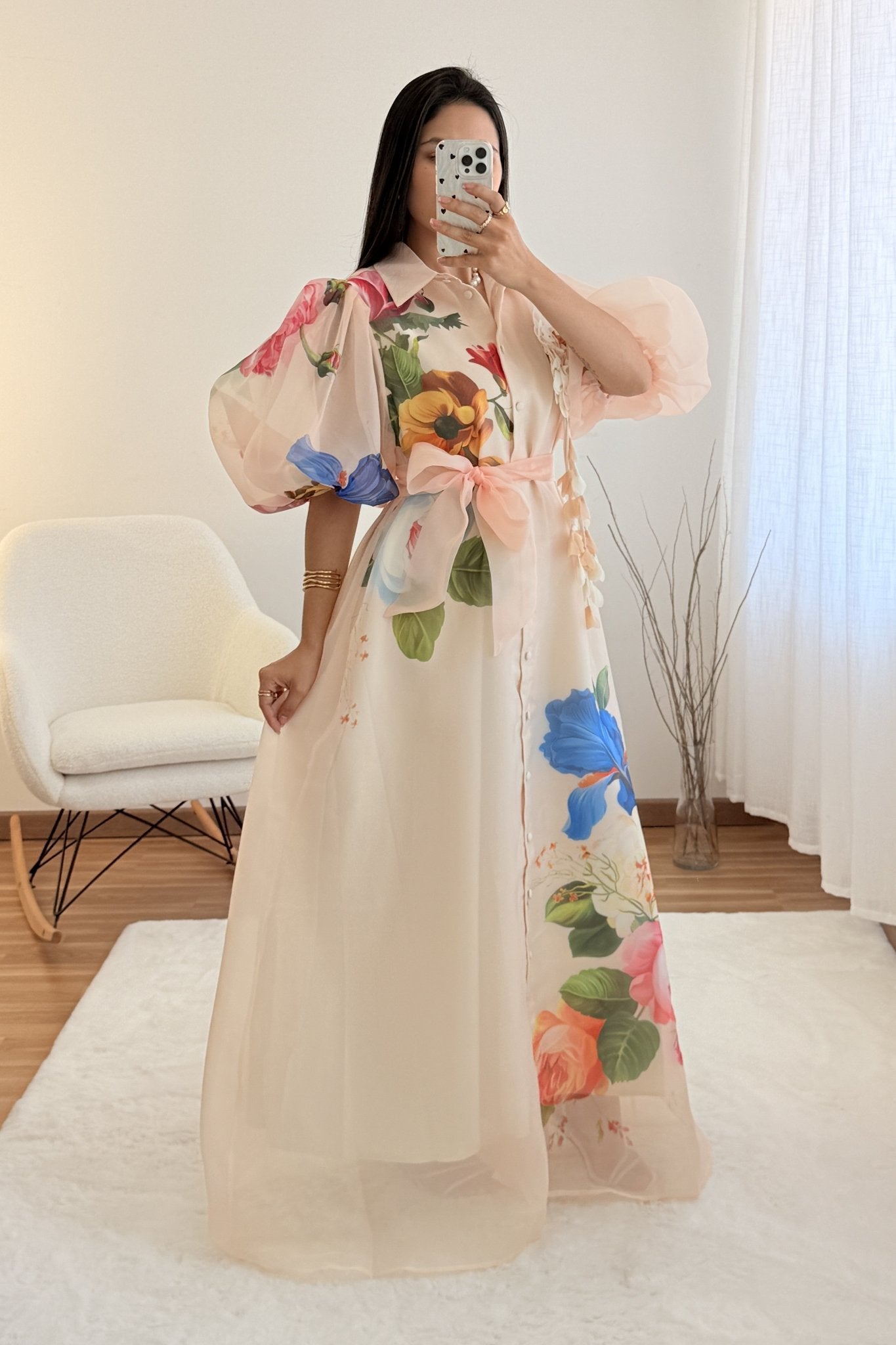 Vestido comprido com estampado floral - lavishiochicvestidolavishiochic