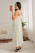 Vestido comprido de alças com folho e laço - lavishiochicvestidolavishiochic