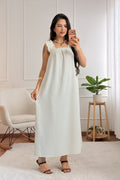 Vestido comprido de alças com folho e laço - lavishiochicvestidolavishiochic