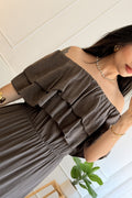 Vestido comprido de decote ombro a ombro - lavishiochicvestidolavishiochic