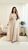 Vestido comprido de decote ombro a ombro - lavishiochicvestidolavishiochic