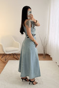 Vestido comprido em ganga sem mangas AZAKA - lavishiochicvestidoAZAKA