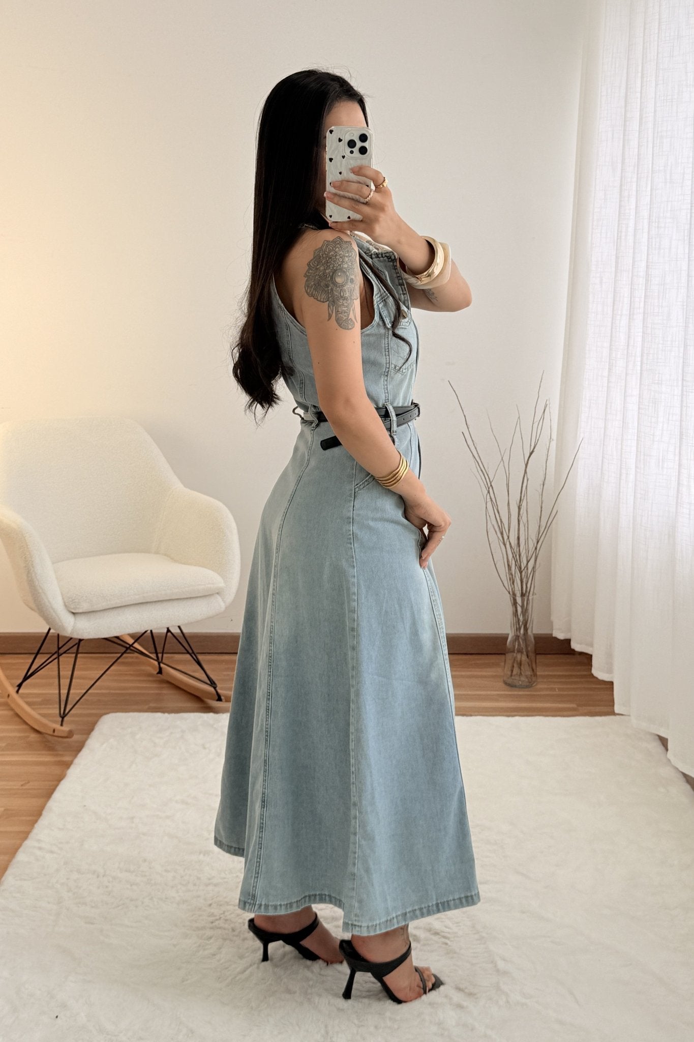 Vestido comprido em ganga sem mangas AZAKA - lavishiochicvestidoAZAKA