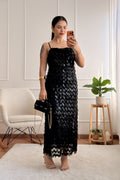 Vestido comprido em tule com franjas e lantejoulas LUMINA - lavishiochicvestidolumina