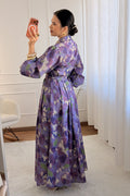 Vestido comprido estampado com cinto - lavishiochicvestidolavishiochic