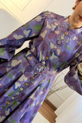 Vestido comprido estampado com cinto - lavishiochicvestidolavishiochic