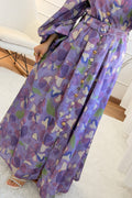 Vestido comprido estampado com cinto - lavishiochicvestidolavishiochic