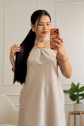 Vestido comprido halter assimétrico - lavishiochicvestidolavishiochic