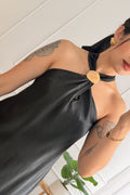 Vestido comprido halter assimétrico - lavishiochicvestidolavishiochic