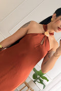 Vestido comprido halter assimétrico - lavishiochicvestidolavishiochic