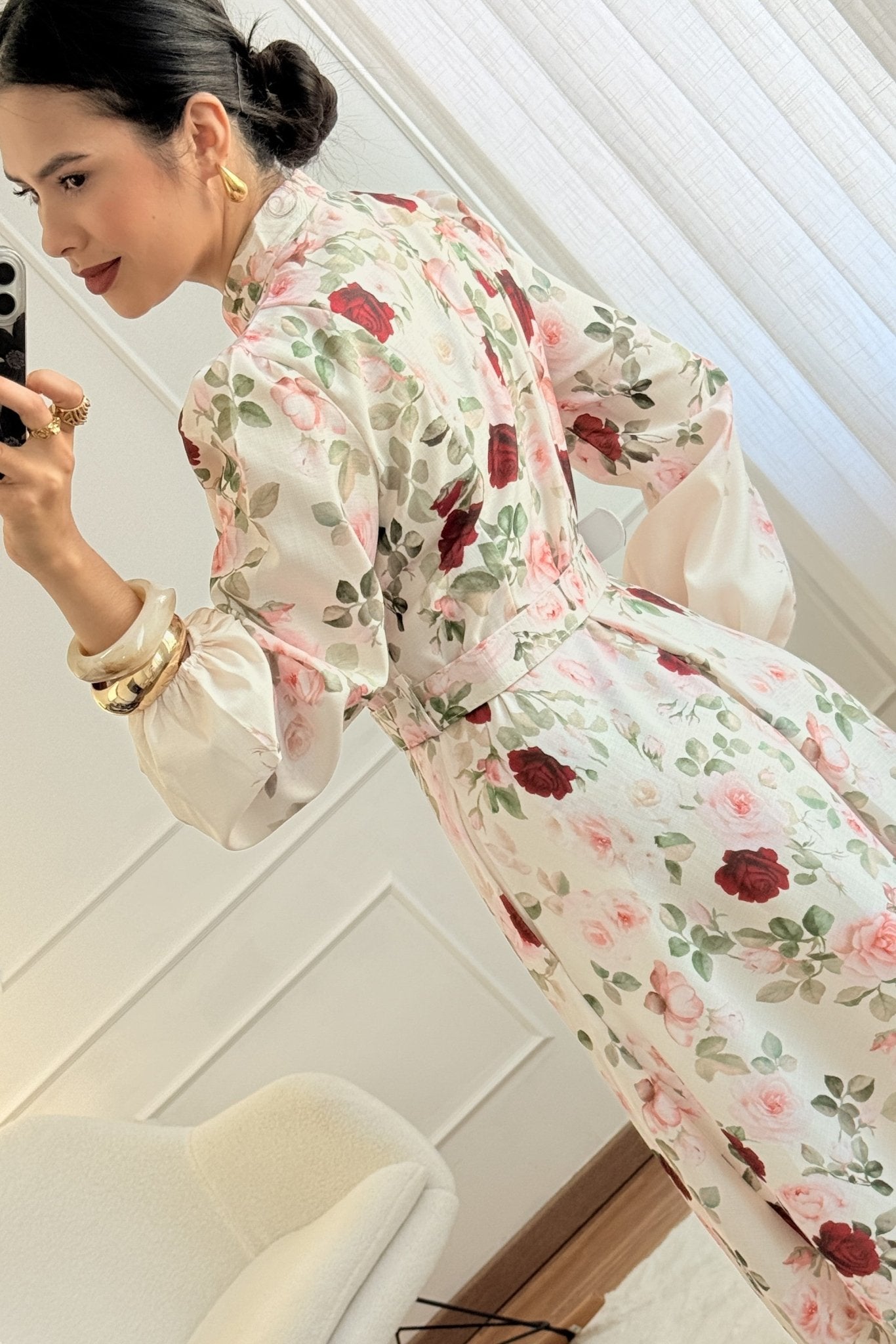 Vestido comprido padrão rosa - lavishiochicvestidolavishiochic