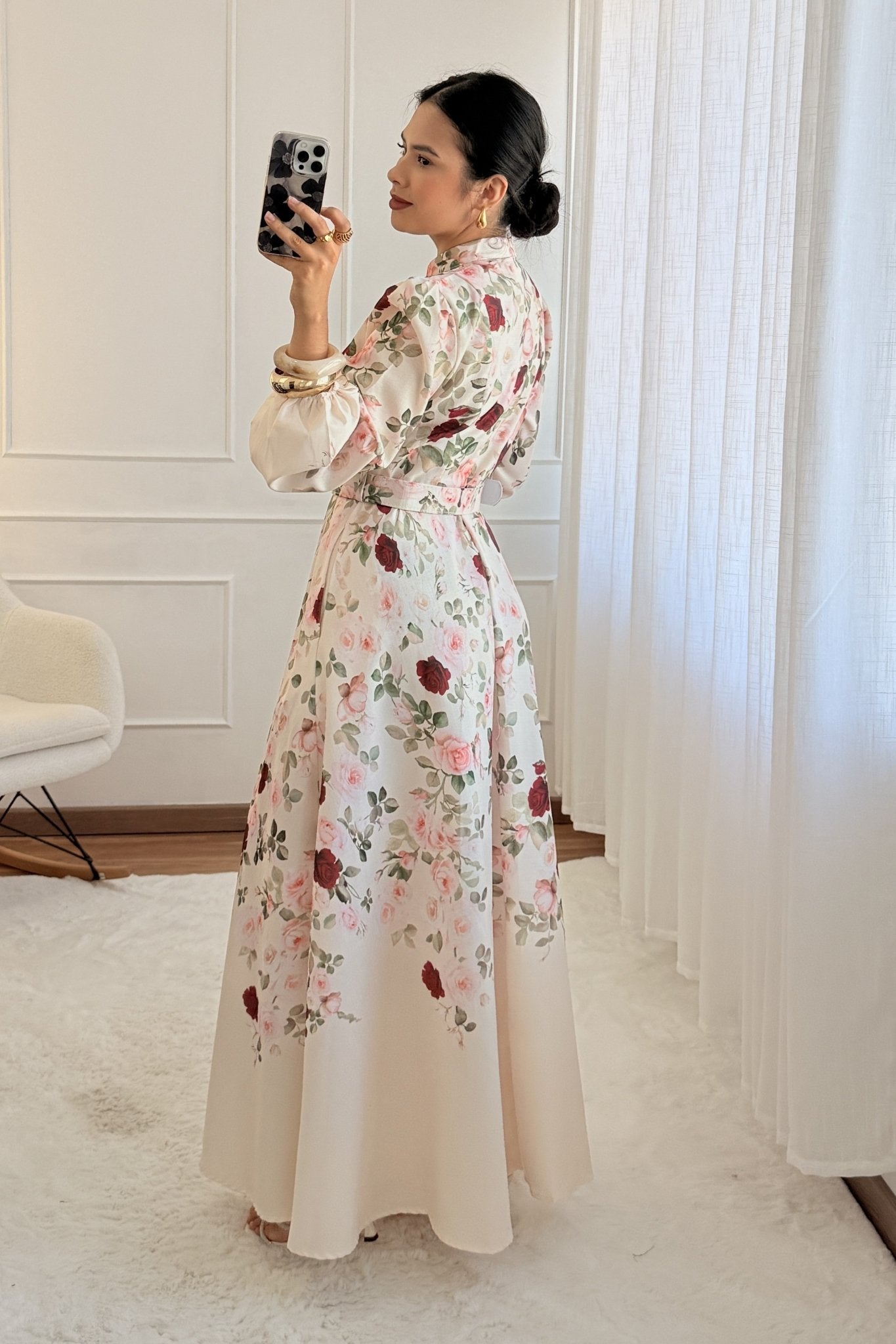 Vestido comprido padrão rosa - lavishiochicvestidolavishiochic