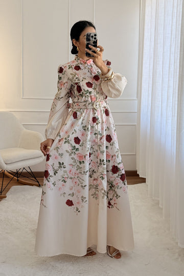 Vestido comprido padrão rosa - lavishiochicvestidolavishiochic