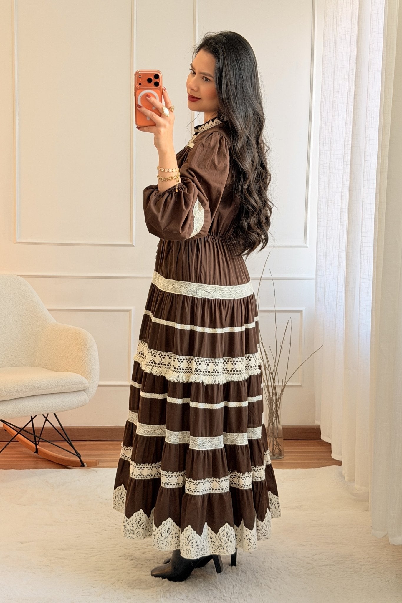 Vestido comprido romântico com renda - lavishiochicvestidolavishiochic