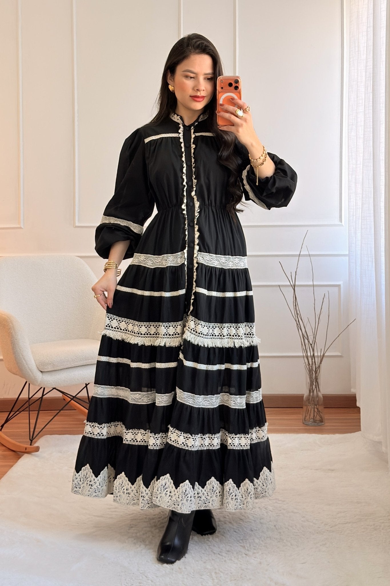 Vestido comprido romântico com renda - lavishiochicvestidolavishiochic