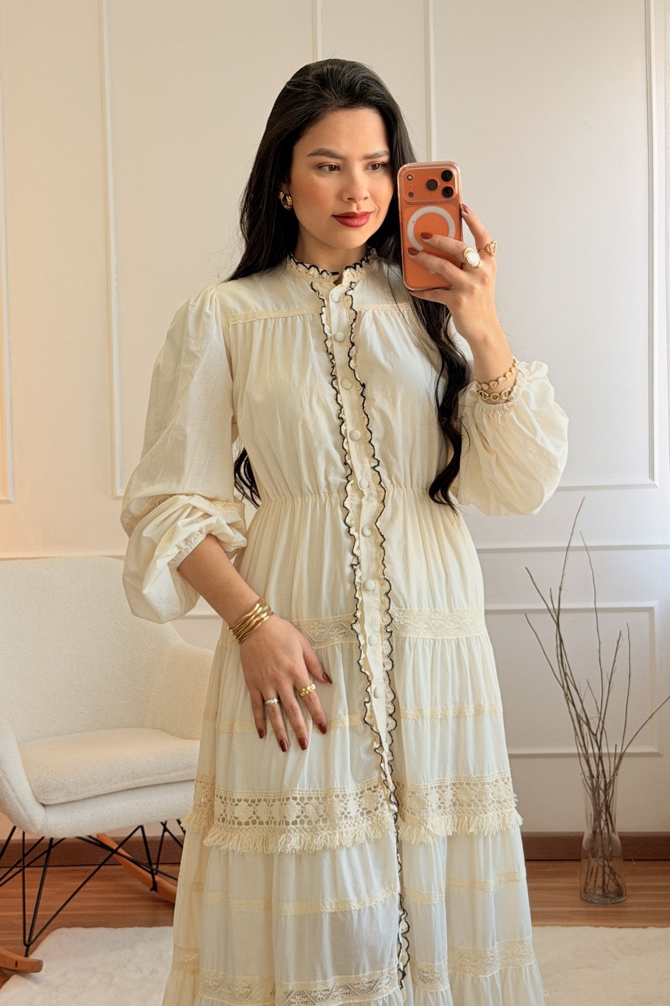 Vestido comprido romântico com renda - lavishiochicvestidolavishiochic