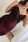 Vestido curto de lantejoulas com renda - lavishiochicvestidolavishiochic