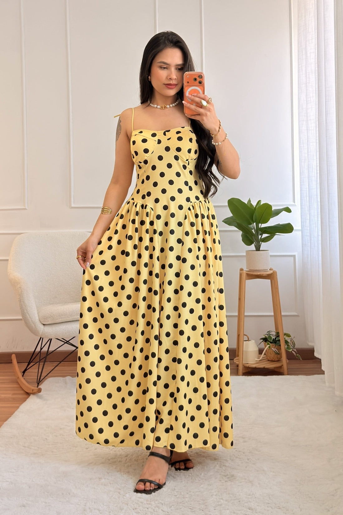 Vestido de bolinhas com alças e copas - lavishiochicvestidolavishiochic