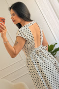 Vestido de bolinhas com costas abertas - lavishiochicvestidolavishiochic
