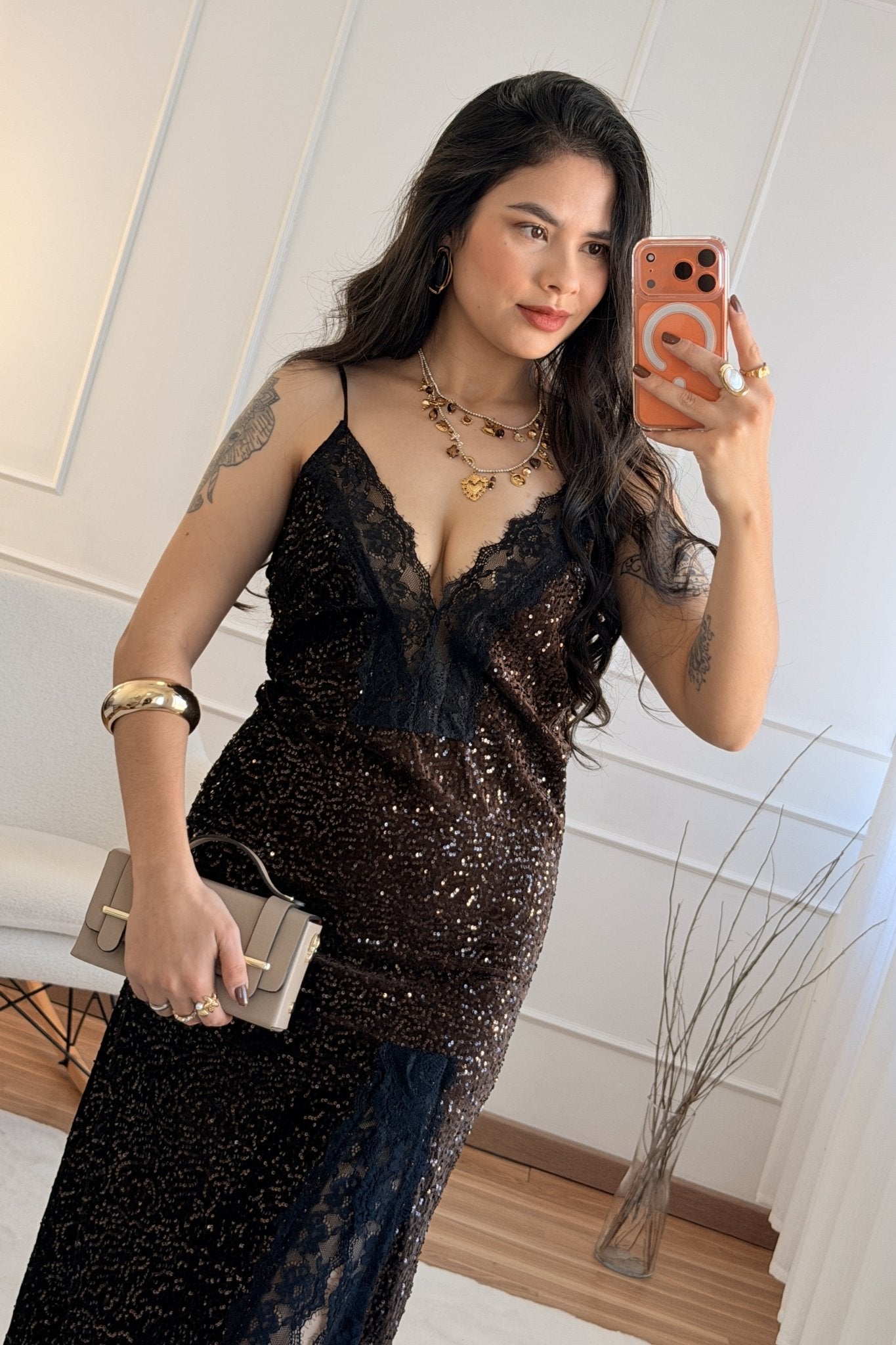 Vestido de lantejoulas com renda - lavishiochicvestidolavishiochic