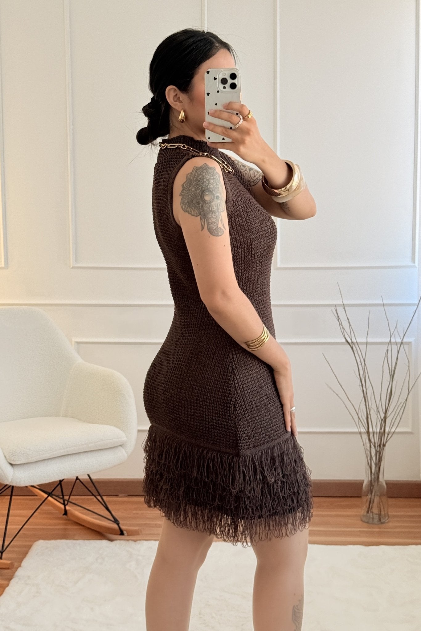 Vestido de malha detalhe de franjas - lavishiochicvestidolavishiochic