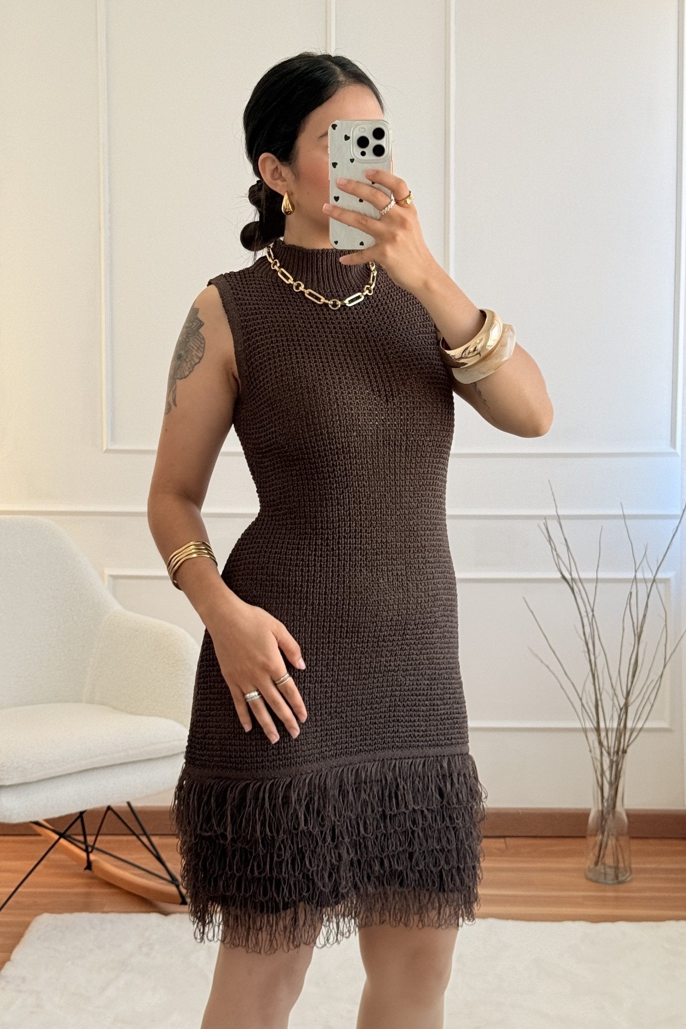 Vestido de malha detalhe de franjas - lavishiochicvestidolavishiochic