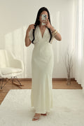 Vestido decote em V e detalhe jacquard - lavishiochicvestidolavishiochic