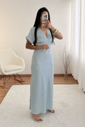 Vestido decote em V e detalhe jacquard - lavishiochicvestidolavishiochic