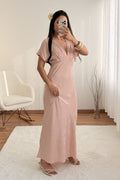 Vestido decote em V e detalhe jacquard - lavishiochicvestidolavishiochic