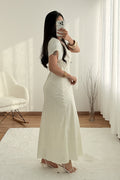 Vestido decote em V e detalhe jacquard - lavishiochicvestidolavishiochic