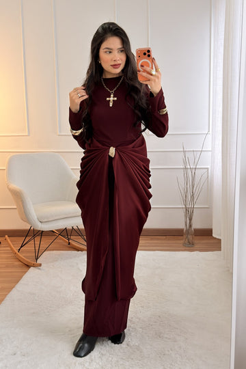 Vestido Drapeado e Aplique Dourado - lavishiochicvestidolavishiochic