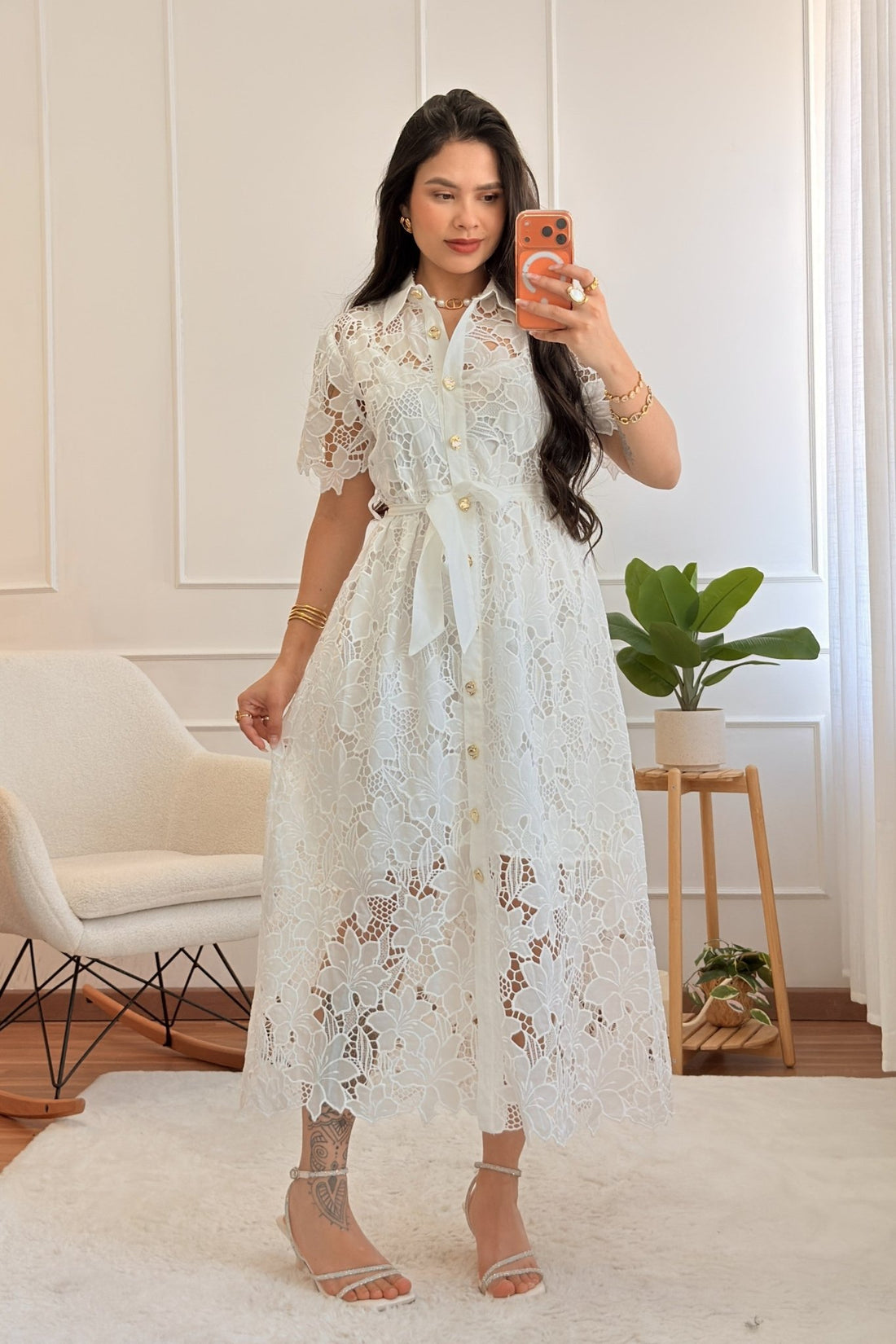 Vestido em Renda Floral com Botões Frontais DROLE DE COPINE - lavishiochicvestidoDrole de copine Paris