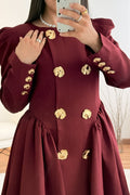 Vestido estruturado com botões dourados MOCHY - lavishiochicvestidomochy