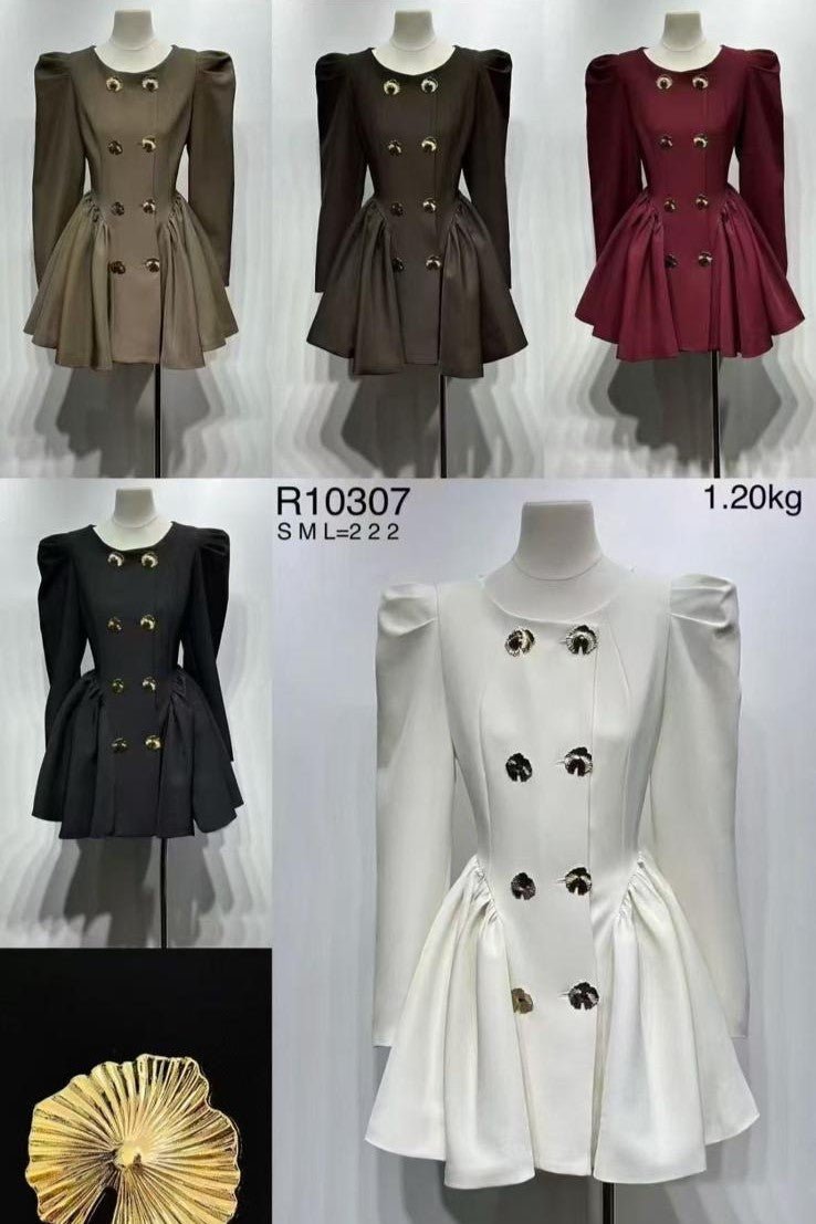 Vestido estruturado com botões dourados MOCHY - lavishiochicvestidomochy