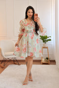 Vestido floral com folhos e manga fluida FLAMMODE - lavishiochicvestidoFlammode