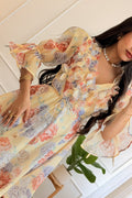 Vestido floral com folhos e manga fluida FLAMMODE - lavishiochicvestidoFlammode